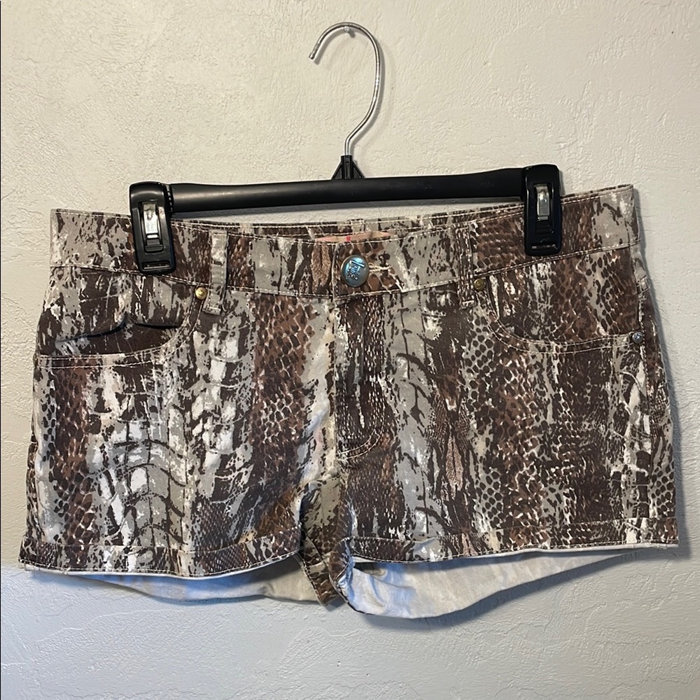 Love Brown Snake Print Jean Shorts